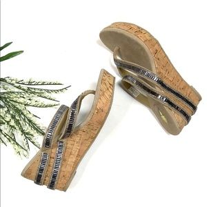 Volatile Rhinestone Wedge Flip Flop Sandals